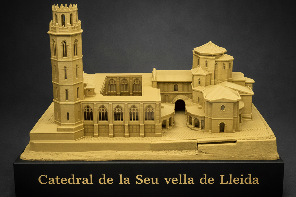 Réplica decorativa impresa en 3D de la Catedral de la Seu Vella de Lleida.
