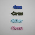 Nombres personalizados impresos en 3D en varios colores